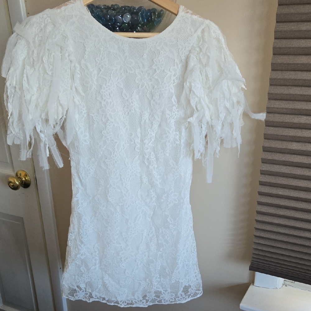Free People White Lace Mini Dress